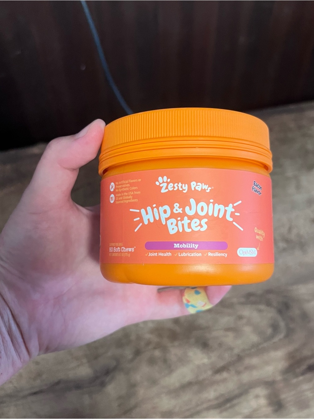NIB Zesty Paws Hip & Joint Bites for Dogs Bacon Flavor